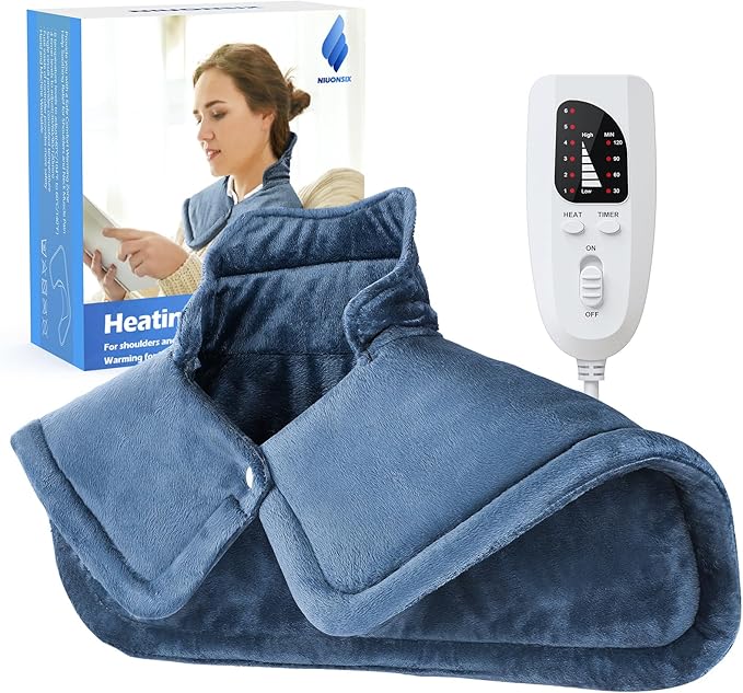 NIUONSIX Heating Pad for Neck and Shoulders, Birthday Valentines Day Gifts for Her Him Women Men Mom Dad, Weighted Electric Heat Pad for Back Daily Relaxation, 6 Heat Settings 4 Timers Auto Shut Off