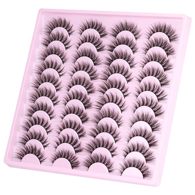 Kiromiro Lashes Wispy False Eyelashes Natural Look 14mm(0.55inch) Faux Mink Lashes Short Cat Eye Spiky Lash 3D Strip Eyelashes Pack 20 Pairs