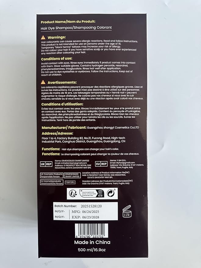 IIIMEIDU Gray Hair Coverage Shampoo - 3 in 1 Herbal Ingredients, Natural Chestnut Brown Shampoo for Women and Men (500ml)