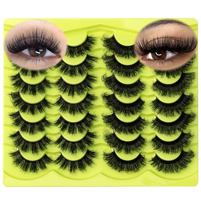 False Eyelashes Fluffy Mink Lashes 20mm Stirps Lash 2 Styles Mixed Volume Eyelashes 14 Pairs 8D Cat Eye Lashes D Curl Dramatic Soft Eyelash 25mm Big Long Lash Pack That Look Like Extensions