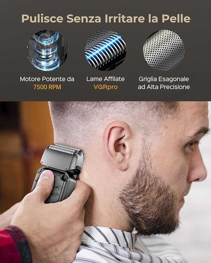 Hair Clippers & Trimmers Set for Men Professional, Waterproof Electric Razor Foil Shaver for Men Face Beard, Cordless for Hair Cutting, 4-Speed Setting, LED Battery Display, Barber or Home Use