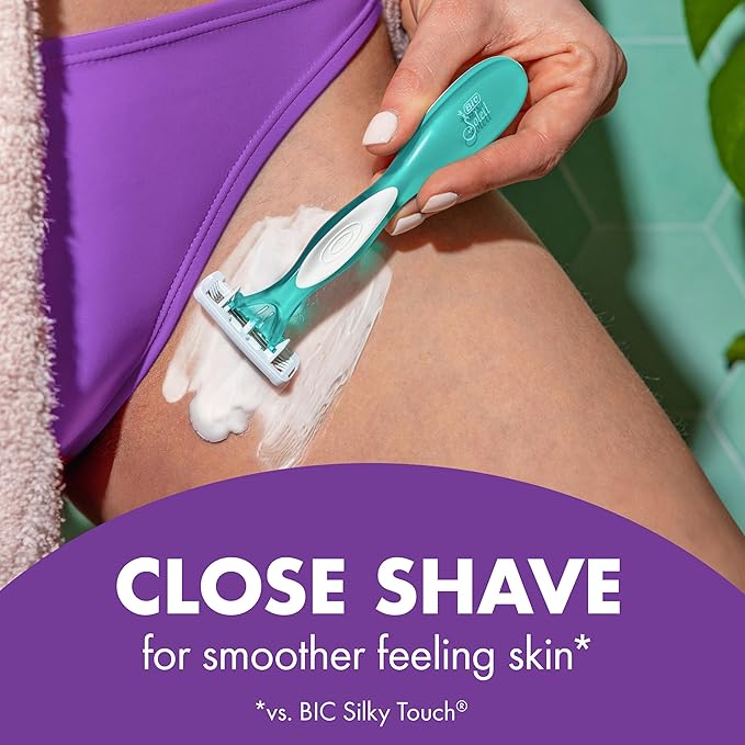 BIC Soleil 4 Escape Scented Women's Disposable Razors With 4 Blades, Comfortable Shave, Lavender & Eucalyptus Scented Handle Shaving Razors for Women, 4 Count