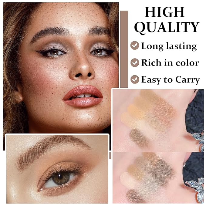 9 Colors Matte Naked Eyeshadow Palette Natural Nude Smoky Brown Taupe Eyeshadow Palette Ultra-Blendable Highly Pigmented Eye Shadow Makeup Palette with Brush-03 Cement Color