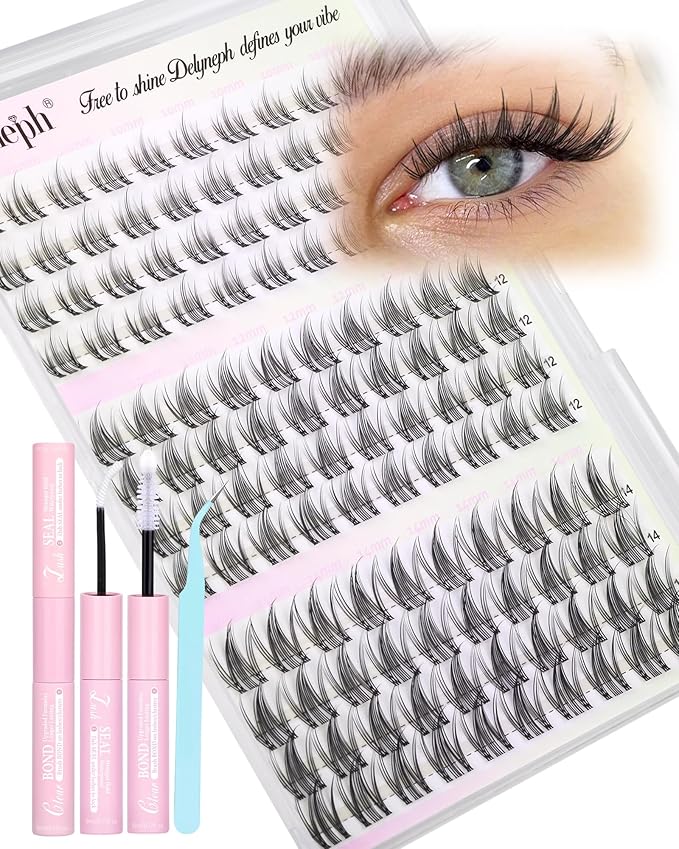 Short 10-12-14mm Lash Clusters Kit Manga Eyelash Clusters Kit Wispy Cluster Eyelash Extensions Clear Band Natural Lash Extension Kit Fairy Cluster Lashes by Delyneph