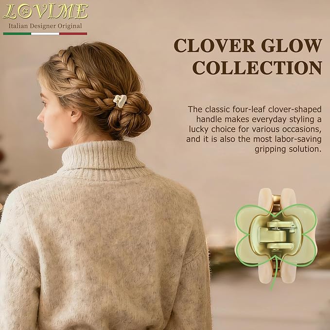 1.2" Mini Claw Clips for Women Girls - Minimalist Double-Layer 18K Gold Painted Hair Clips for Thin Short Hair, Small Non-Slip Luxury Hair Accessories for Daily Face Wash & Makeup, Beige