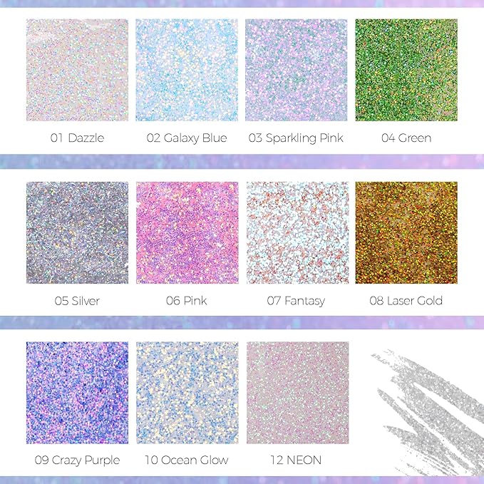DAGEDA Body Glitter Gel, Roll-on Face Glitter for Mermaid Makeup Festival Rave Accessories, Holographic Hair Glitter Gel,Body Shimmer Halloween Makeup for Rave Party(Laser Gold)