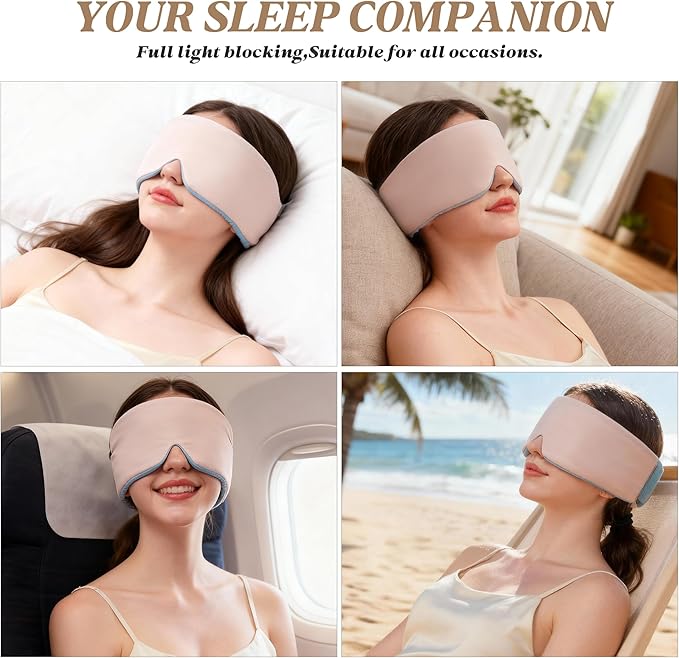 Sleep Mask,Eye Mask for Sleeping,Ultra Soft Comfortable Blackout Eye Cover for Women Men,Soft Pressure-Free Design for Side Sleepers, Home, Travel, Office, Napping (Pink)