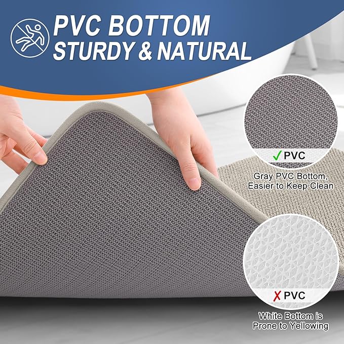 OLANLY Thick Memory Foam Bath Mat Rug 47x24, Extra Soft Absorbent Bathroom Rug, Quick Dry Bath Mats, Non-Slip, Machine Washable Carpet for Bathroom, Tub and Shower, Home Decor Accessories, Warm Taupe