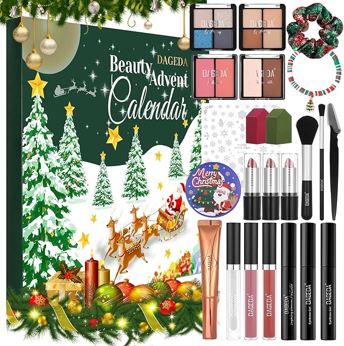 DAGEDA Beauty Advent Calendar 2025,24 Days Christmas Makeup Advent Calendar, Teen Girl Gifts Trendy Stuff Makeup Set, 24 Surprise Christmas Countdown Festival Gifts Set for Mom Wife Girlfriends Sister