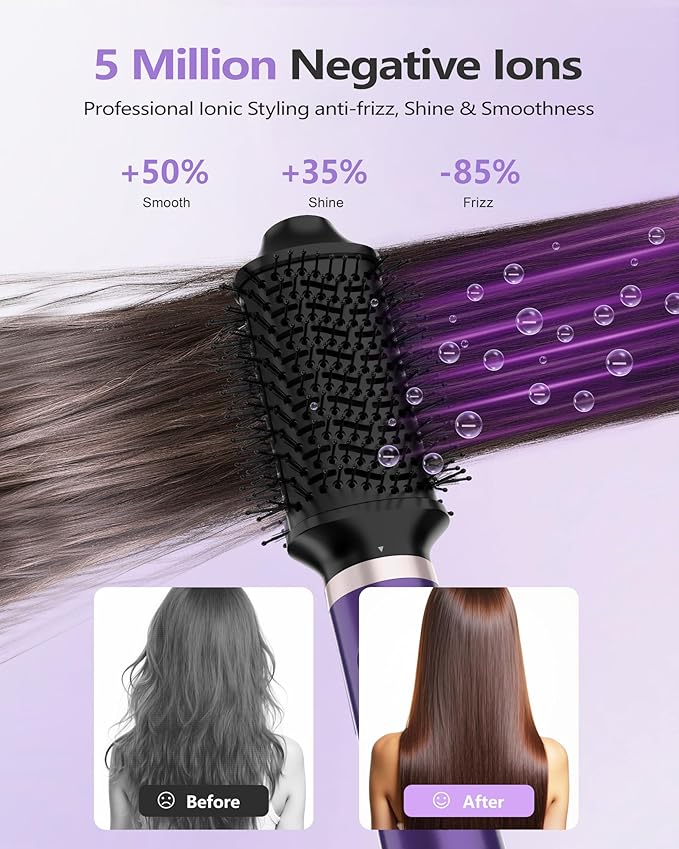 TASNEEM 7 in 1 Hot Air Brush & Rotating Hair Dryer Brush, Air Styler with Auto-Wrap Curlers, Ionic Blow Dryer, Straightener & Oval Brush, Without Heat Damage Multi-Styler with Travel Case