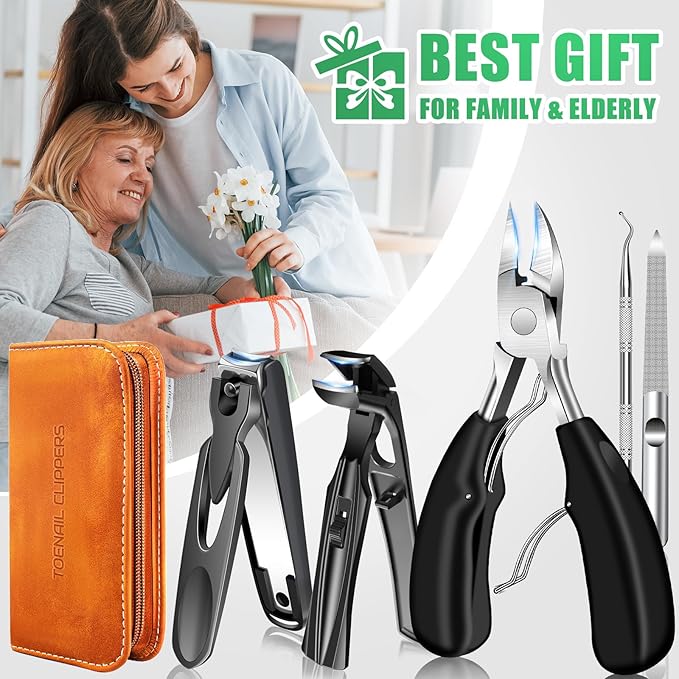 2026 Toenail Clippers for Thick Toenails for Seniors, Angled Head Large Toe Nail Clippers for Men with Wide Jaw Opening, Sharp Heavy Duty Fingernail Clipper Cutter with Catcher Long Handle