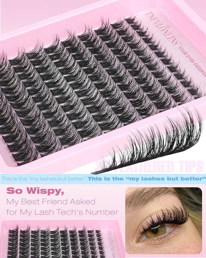 TNFVLONEINS Natural Lash Clusters Wispy Clusters Eyelash Extensions Fluffy Eyelash Clusters Spikes Individual Lashes 10-18MM Spider Lashes Clusters C-Curly Fairy Lash Extension