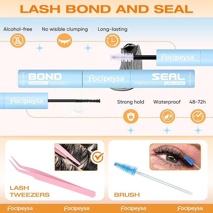 Focipeysa Volume Eyelash Clusters Kit with Spike Lash Cluster Bottom Individual Lash Extensions Wispy Individual Eyelash Extensions Kit with Lash Bond and Seal DIY Lash Clusters at Home