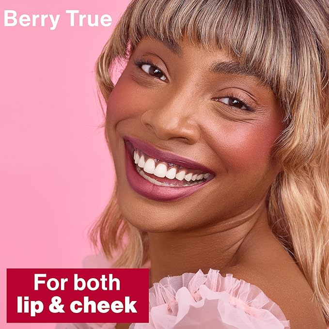 wet n wild Mega Glo Lip & Cheek Color, Creamy Berry Stain, Buildable Multi-Use Soft Matte Finish, Vegan & Cruelty-Free - Berry True