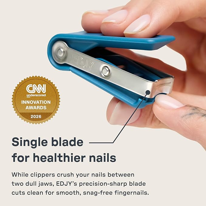 EDJY Fingernail Cutter - Precision Stainless Steel Nail Cutter for Fingernails | Sharp Blade, Ergonomic Design, Durable & Rust-Resistant | Ideal for Men and Women EDJY Blue | 2-Pack