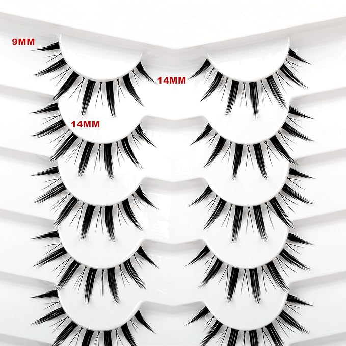 Pooplunch Manga False Eyelashes Spiky Natural Anime Lashes Doll Eye 8D Wispy Volume Sexy Faux Mink Fake Eyelash Strips 7 Pairs Multipack