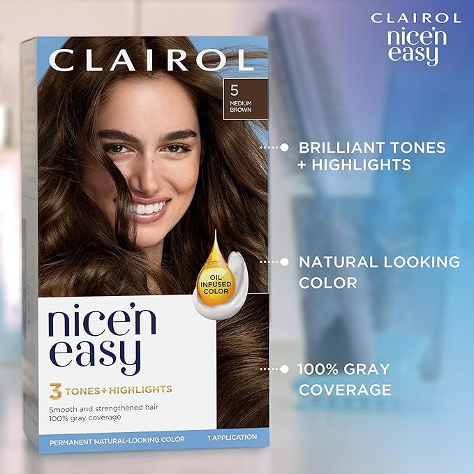 Clairol Nice'n Easy Permanent Hair Dye, 6 Light Brown Hair Color, Pack of 1