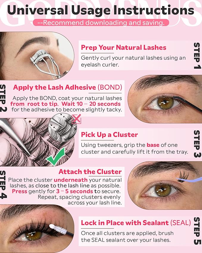Lash Clusters Kit Wispy Cluster Eyelash Extensions Kit Natural DIY Lash Extension Kit 10-16mm Eyelashes Clusters 180pcs C Curl Individual Lashes Cluster Eyelash (No Tweezers)