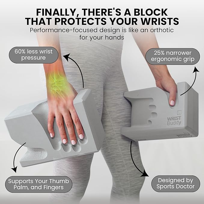 WRISTBuddy® Yoga Blocks 2-Pack (Left + Right) — Ergonomic, Hand-Shaped EVA Blocks for Wrist Relief & Better Grip | Doctor-Designed Support for Yoga, Pilates, Handstands, Push-Ups & Rehab