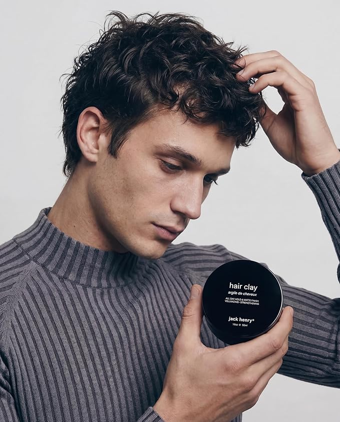 Jack Henry Premium Hair Clay for Men - Matte Finish, All Day Hold, Low Shine, Hair Styling Clay for All Hair Types - Natural, Organic Award Winning Formula - Natural Scent (1.6 oz)