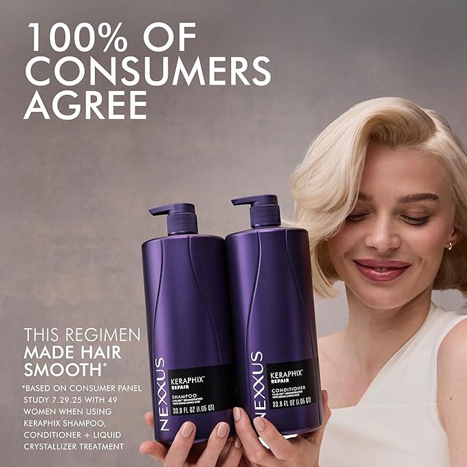 Nexxus KERAPHIX Shampoo for Damaged Repair Hair Powered by KRT Keratin Resistance Therapy with Liquid Crystal Amino Acids 33.8 fl oz