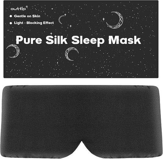 100% Mulberry Silk Sleep Mask for Women & Men Beauty Sleep, Adjustable Blindfold Silk Eye Mask for Sleeping Side Sleepers, Soft Pressure-Free Design for Home, Travel, Office, Napping, Christmas Gift