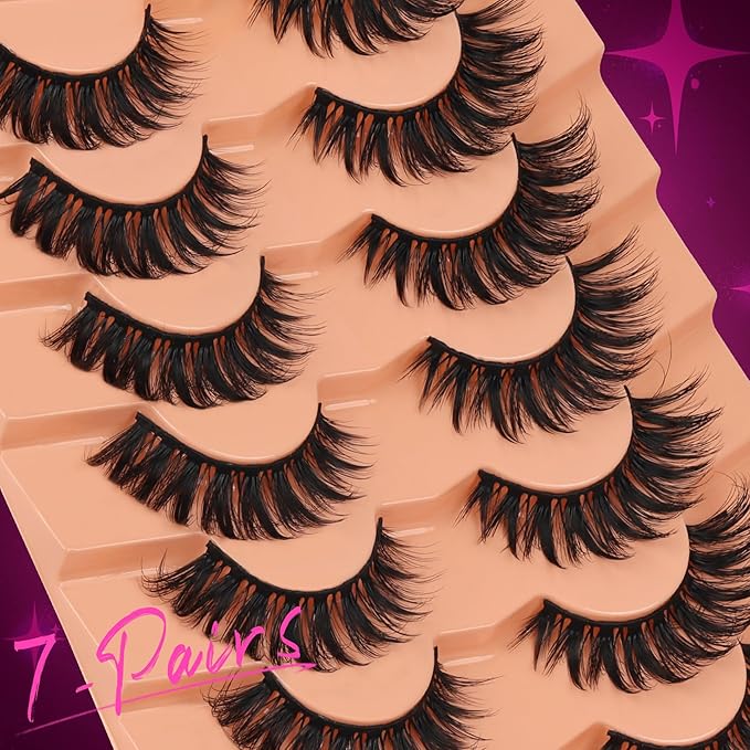 Veleasha Lashes Dramatic Lashes Fluffy Faux Mink D Curl Eyelashes V Shape Volume 10-18MM 3D Effect Eyelash Thick False Eyelashes （833）