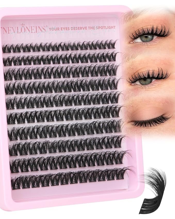 TNFVLONEINS Wispy Lash Clusters Spider Natural Eyelash Clusters Fluffy Clusters Eyelash Extensions Flora 10-18MM Individual Lashes Clusters D-Curly Lash Extension Natural Look