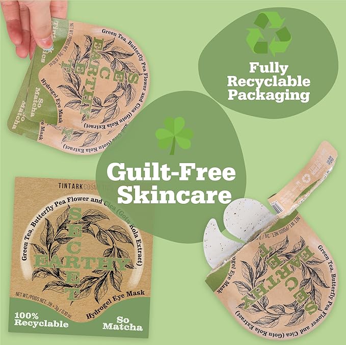 Tintark Matcha Hydrogel Under Eye Patches 28 Pairs Antioxidant Green Tea Eye Mask for Puffy Eyes and Dark Circles 5 Minute Cooling Hydration Under Eye Treatment Ophthalmologist Tested