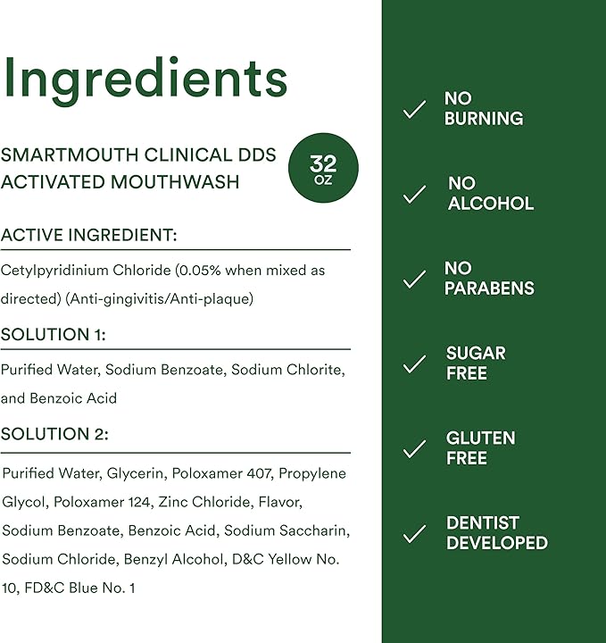 SmartMouth Clinical DDS Activated Oral Rinse 32oz