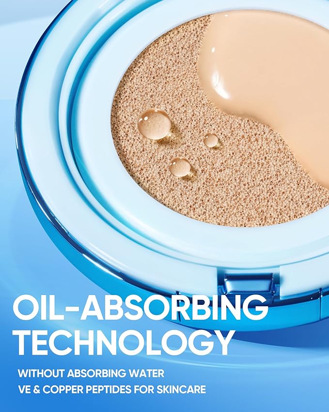 Velvet Matte Cushion Foundation Blue #01 Vanilla| Full Coverage,12H Oil Control,Ideal for Oily & Combination Skin,Waterproof,Long-Lasting, Lightweight, Hydrating,Transfer-Proof