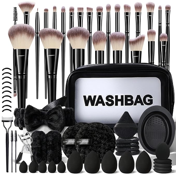KUORYZAL Black Makeup Brushes Set Professional 66Pcs with Case Premium Synthetic for Foundation Concealer Blush Eyeshadow Powder Contour Makeup Brush Kit Face Eye Make up Brushes & Tools
