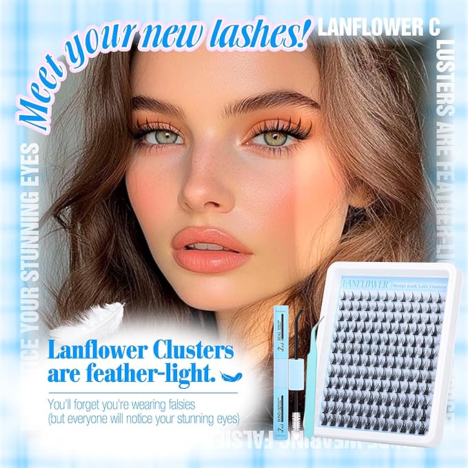 Manga Lash Clusters Kit Spiky Lash Extension Kit Fairy Eyelash Clusters Wispy Cluster Eyelash Extensions Kit 10-16mm Individual Lashes Anime Lashes Clusters by Lanflower