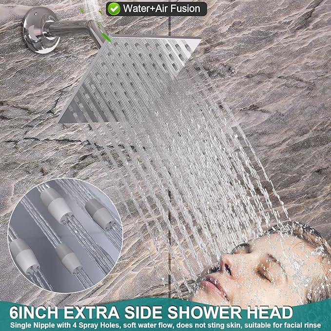 HOMEDEC Dual Shower Heads Shower System with Rain Shower and Handheld, 6pcs Body Jets with 15.7x31.5" Rainfall and 6" Shower Heads, Chrome