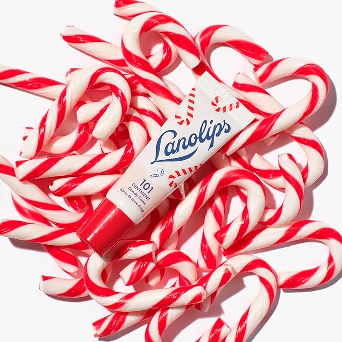 Lanolips 101 Ointment - Lanolin Lip Balm for Smooth, Hydrated & Healthy Lips - Multipurpose Ointment with Lanolin Oil for Dry Cuticles & More - Candy Cane (0.35 oz)
