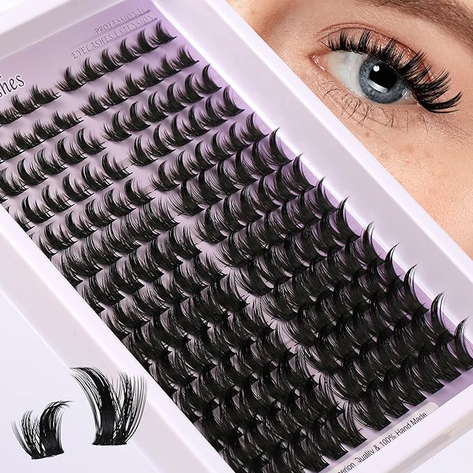 Lash Clusters Spiky Eyelash Extensions Wispy Individual Lashes Manga Eyelash Individuals 168 Pcs CC-Curly Cluster Eyelash Extensions 8-16MM Mixed DIY Lash Extensions