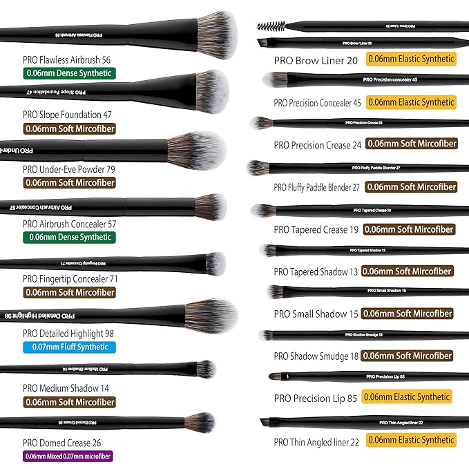 Bueart Design 32Pcs PRO Grade Makeup Brushes Set with Super large Holder, Premium Ultra-soft Synthetic Foundation Contour Powder Blush Concealer Eyeshadow Classic Black Make up Brush