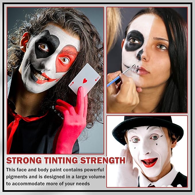 Clown Makeup Kit,Red Black and White Face Painting Kit Professional,Clown Face Paint Halloween Makeup with Brushes,Oil Based Body Paint for Adults,Joker Vampire Zombie