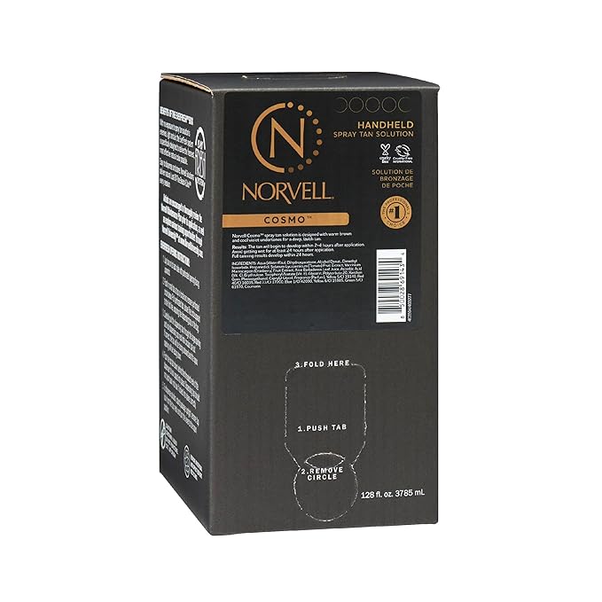 Norvell Spray Tan Solution, Cosmo, Blend of Warm Brown & Cool Violet-Brown Undertones, 128 fl. oz. - Long-Lasting, Handheld Self-Tanning Spray with Tomato Seed Extract, Aloe Leaf
