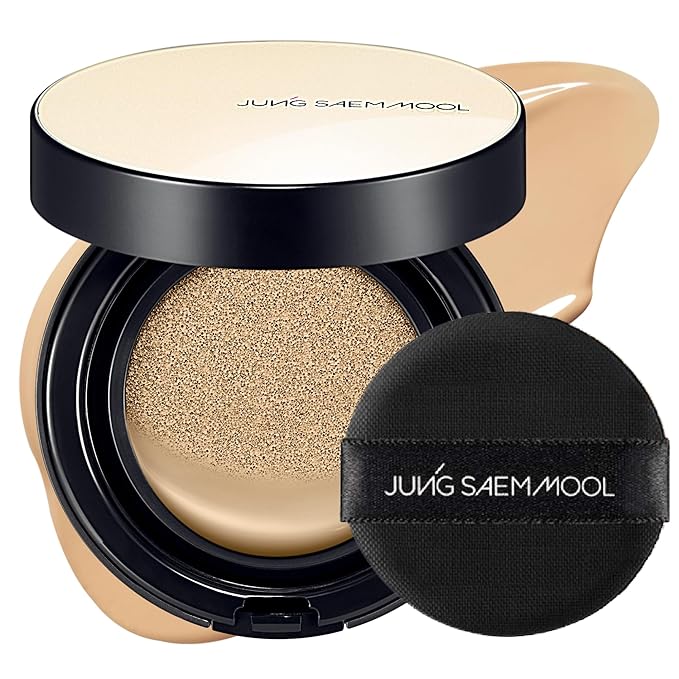 JUNG SAEM MOOL Essential Skin Nuder Cushion | Natural Finish, Buildable Coverage Cushion Foundation by Korean Makeup Artist (Refill Not Included, 0.49 Fl Oz, SPF 50), 23 Medium Deep