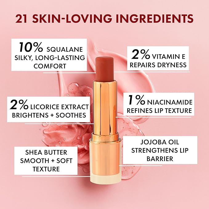 Clinexil Tinted Lip Balm – Hydrating Lip Tint with Cold-Pressed Oils, 10% Squalane & Ceramides – Natural Color, Moisturizing Lip Butter for Soft Lips – Clean, Non-Toxic Lip Care for Women – 001 WN
