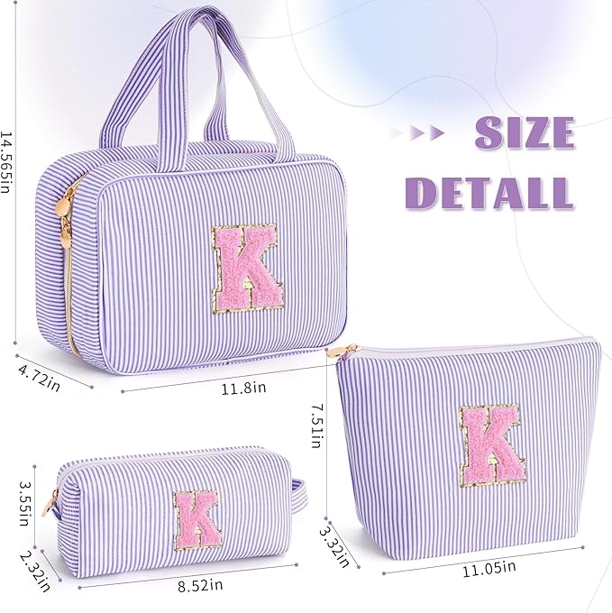 Fystdtote Teen Girl Gifts | Travel Toiletry Bag Cosmetic Bag | Makeup Bag | Gifts for Teacher Girlfriend Bridal Shower | Birthday Gifts for Kids | 18 17 16 15 14 13 Year Old Girl Gifts - Lavender K
