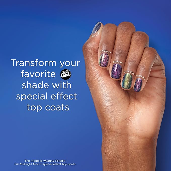 Sally Hansen Miracle Gel Nail Polish Special Effect Top Coat | Salon Quality, Gel-Like Formula, Two-Step System, No UV Light Needed, Long Lasting | Sheer, Glossy | 108 Glazed Top Coat