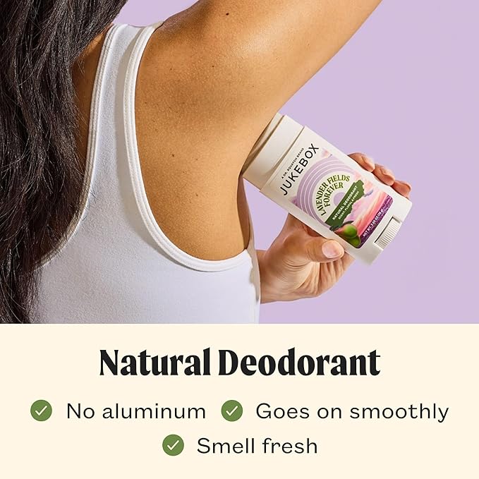 JUKEBOX Natural Deodorant for Women–Lavender Fields Forever Scent–Aluminum-Free, No Baking Soda, No Harsh Chemicals, Odor Blocking Technology, Lavender,Pear,Driftwood-a Dr. Squatch Brand-2.65oz,2 Pack