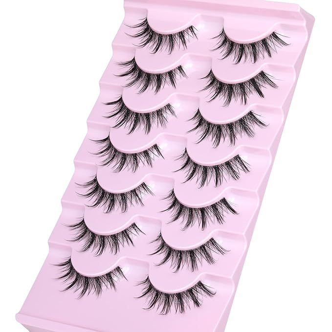 Manga Lashes Natural Look Anime Lashes Cosplay False Eyelashes with Clear Band 3D Wispy Eyelashes Asian Japanese Korean Style Manhua Lashes Look Like Individual Clusters Pack by EYDEVRO