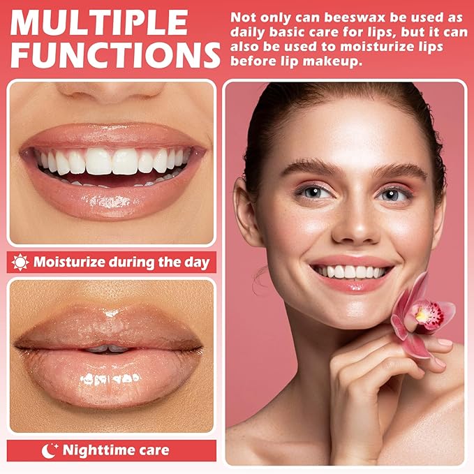 3PCS Bee Lip Balm Honey Pot Products(Honey+Strawberry+Watermelon)