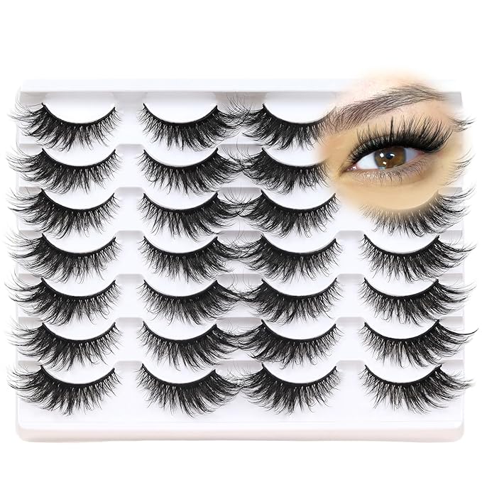Losha Lashes Fluffy Cat Eye Lashes 14 Pairs False Eyelashes 6D Volume Faux Mink Lashes that Like Lash Extensions Soft Reusable Fake Eyelashes (704-14P)