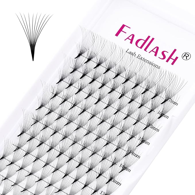 Premade Fans Eyelash Extensions 10D 0.07 C Curl Black Pointed Base Middle Stem Volume Lashes Natural Lash Fans Premade (10D-0.07C, 9-17mm)