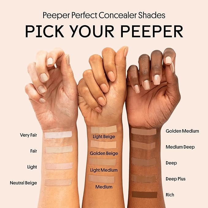 Winky Lux Peeper Perfect Under Eye Concealer, Makeup & Eye Brightener, Full Coverage Concealer for Dark Circles, Color Corrector & Eye Primer, With Collagen, Hyaluronic Acid & Vitamin E (Medium Deep)