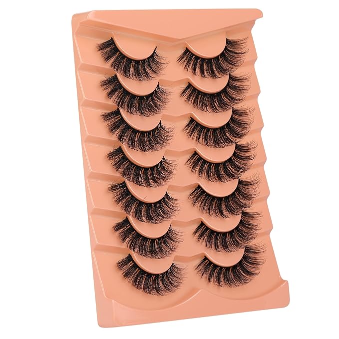 JIMIRE Mink Lashes 18MM Fluffy 6D Wispy False Eyelashes Volume Thick Dramatic Fake Lashes Natural Look Like Eyelash Extensions Pestañas 7 Pairs Pack